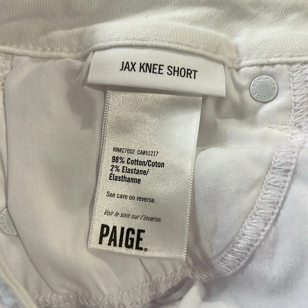 Paige White Jax Knee Jorts denim Bermuda shorts size 28